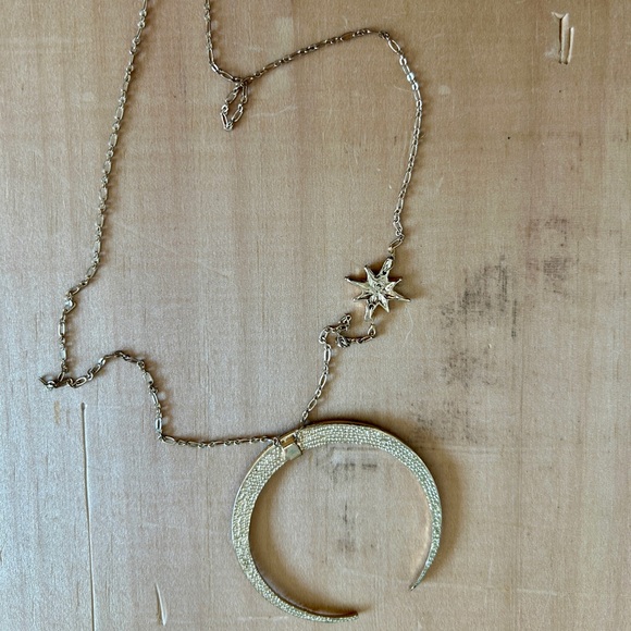 NWT Anthropologie Gold Studded Moon & Star Necklace - Picture 2 of 7